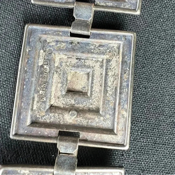 Escada Women’s Vintage Designer Geometric Silver/Black Antique Metal Chain Belt - Picture 12 of 14